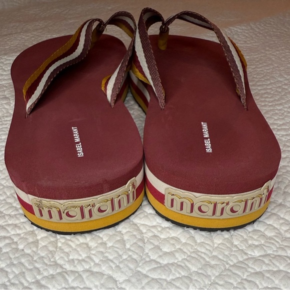 Isabel Marant Tae Striped Canvas Flip Flops - Picture 10 of 16